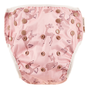 Herbruikbare zwemluier Happy Bear roze hertjesprint.